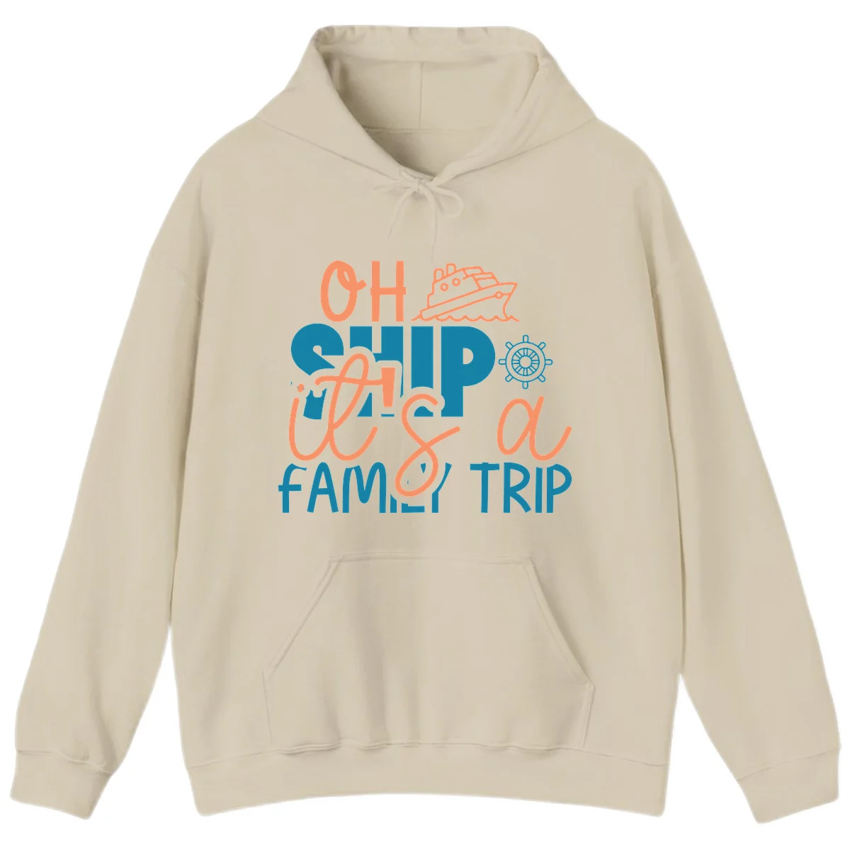 Oh Ship Family Cruise Trip Funny Nautical Hoodie in Sand