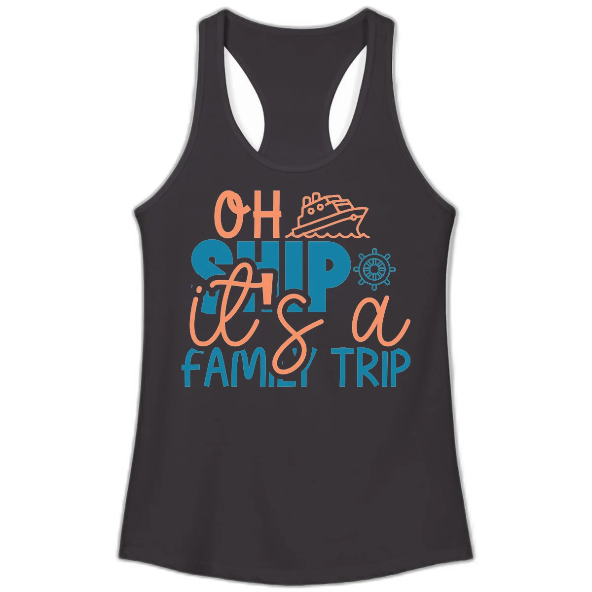 Oh Ship Family Cruise Trip Ladies Tank Top in Black