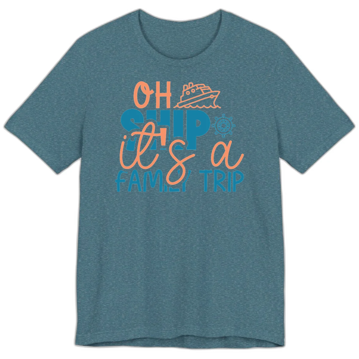 Oh Ship Family Cruise Trip Premium T-Shirt in Heather Deep Teal