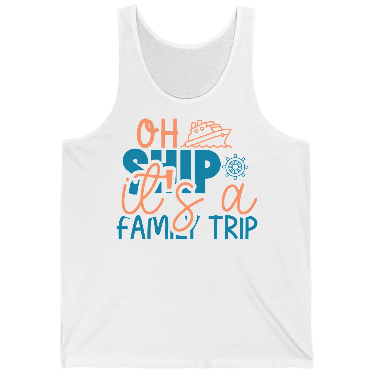 Funny Oh Ship Family Cruise Trip Tank Top in White