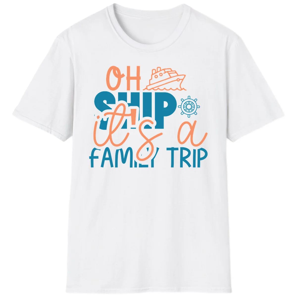 Oh Ship Family Cruise Trip Funny Nautical T-Shirt in White