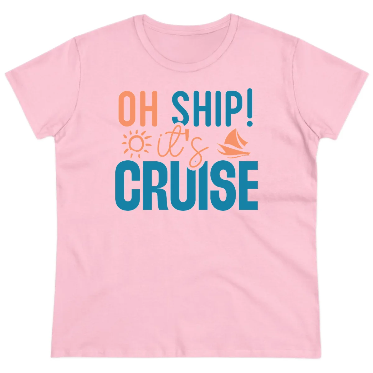 Oh Ship We're On A Cruise Ladies Tee in Light Pink
