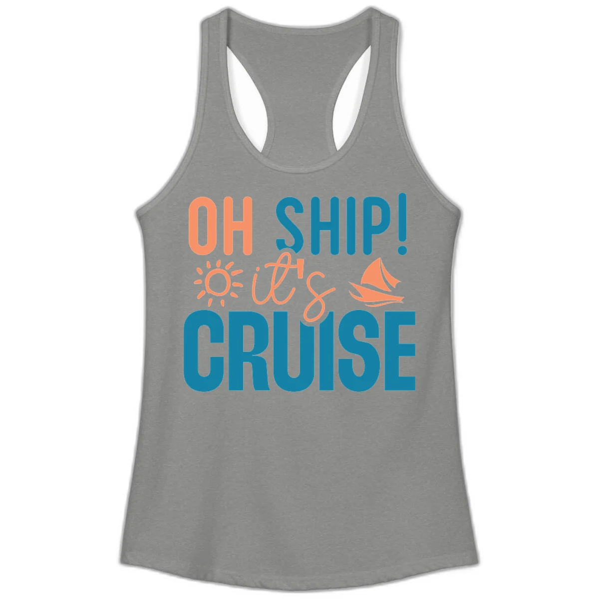 Oh Ship We're On A Cruise Ladies Tank in Heather Grey