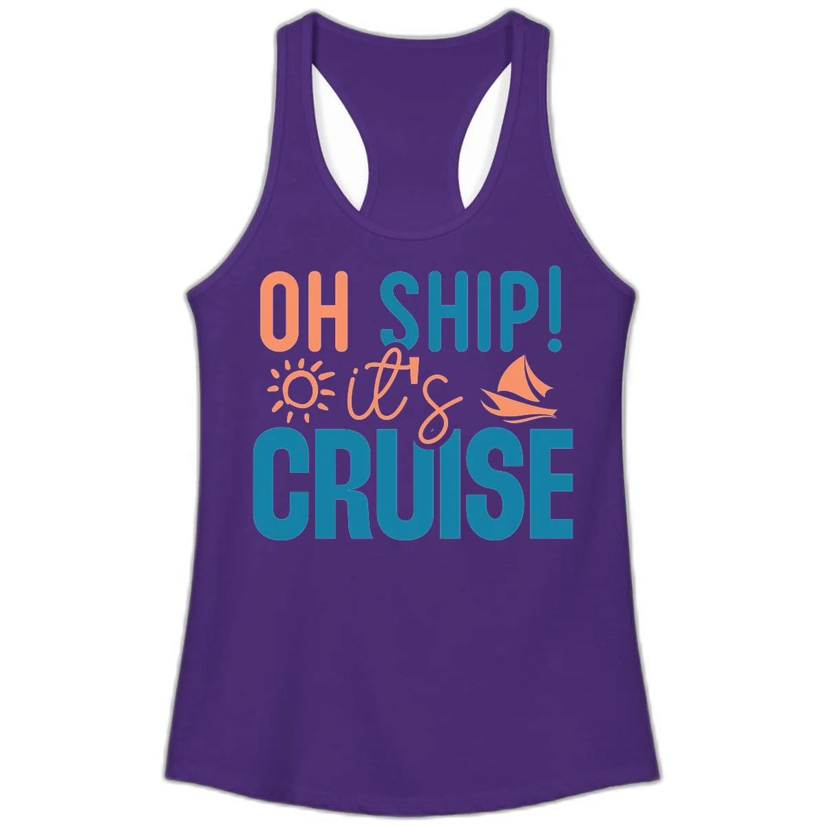 Oh Ship We're On A Cruise Ladies Tank in Solid Purple Rush