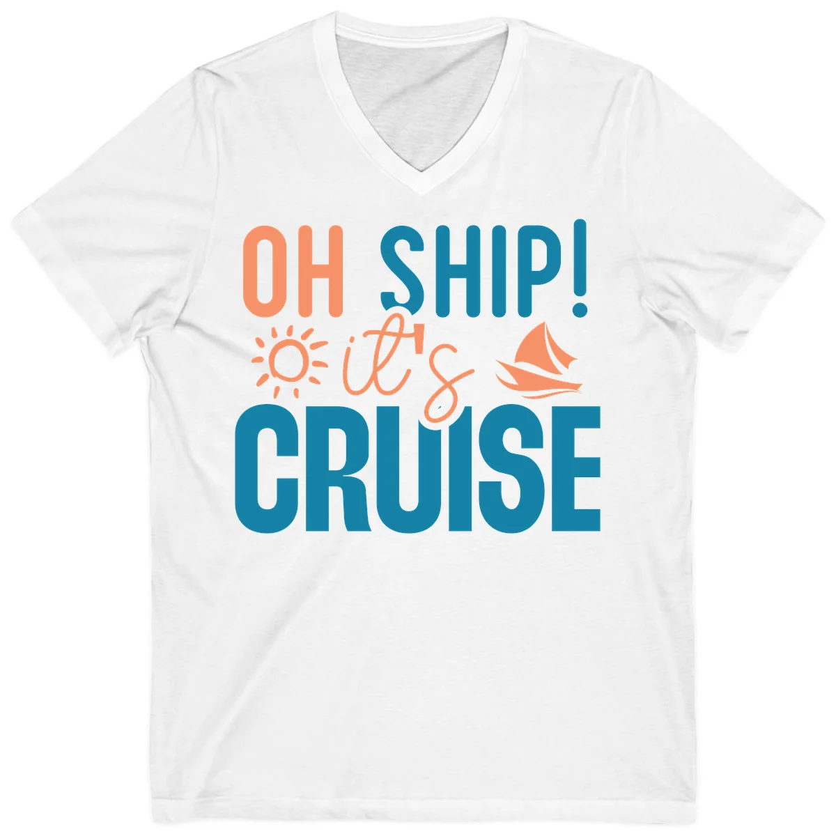 Oh Ship We're On A Cruise V-Neck in White