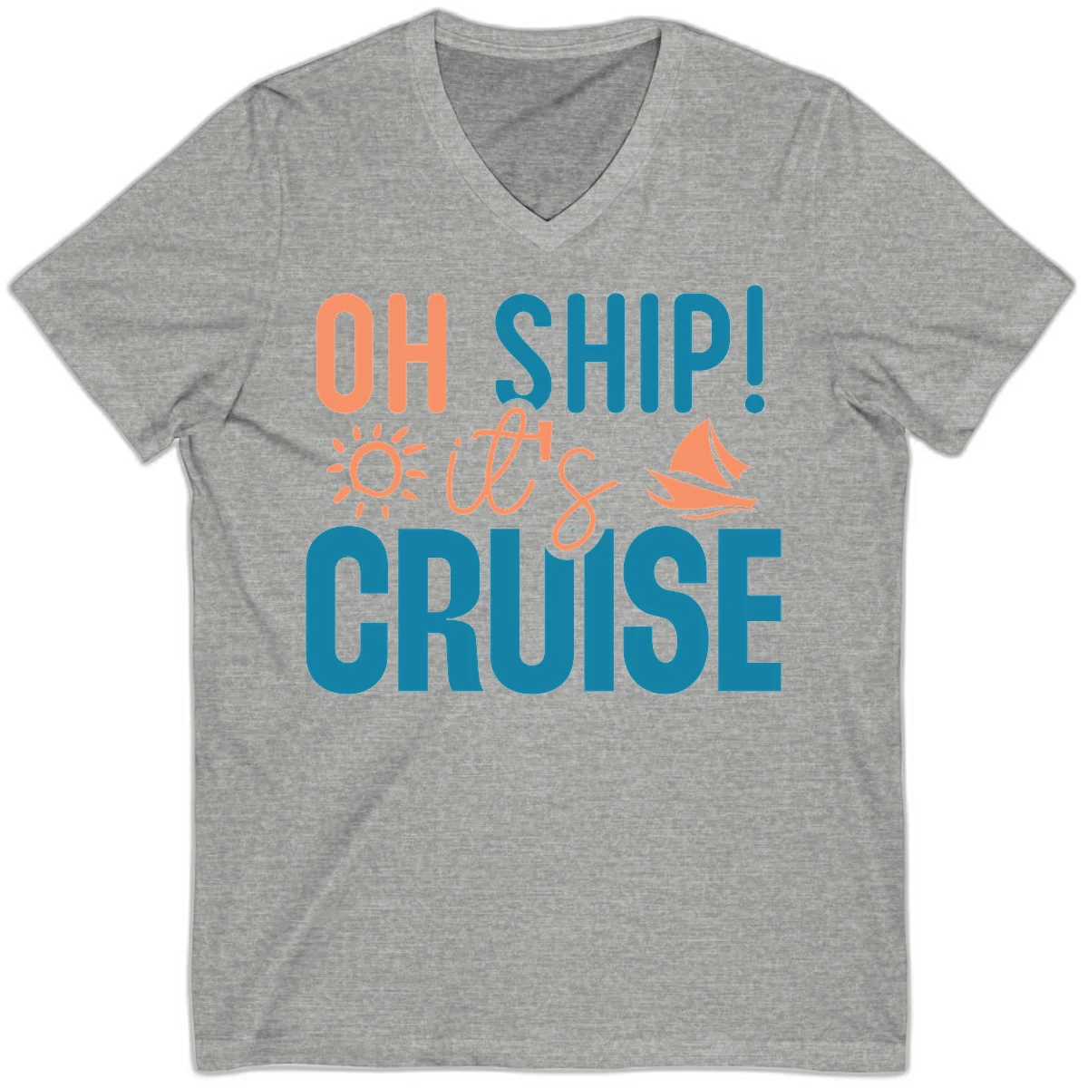 Oh Ship We're On A Cruise V-Neck in Athletic Heather