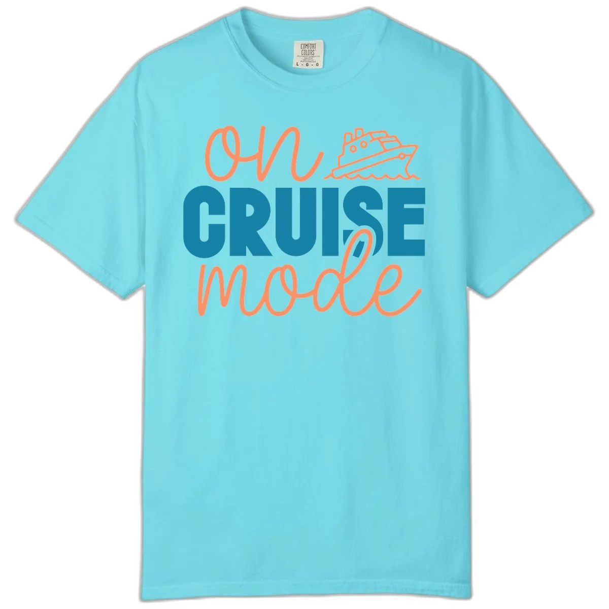 Ahoy Cruise Mode Comfort Color T-Shirt in Lagoon Blue