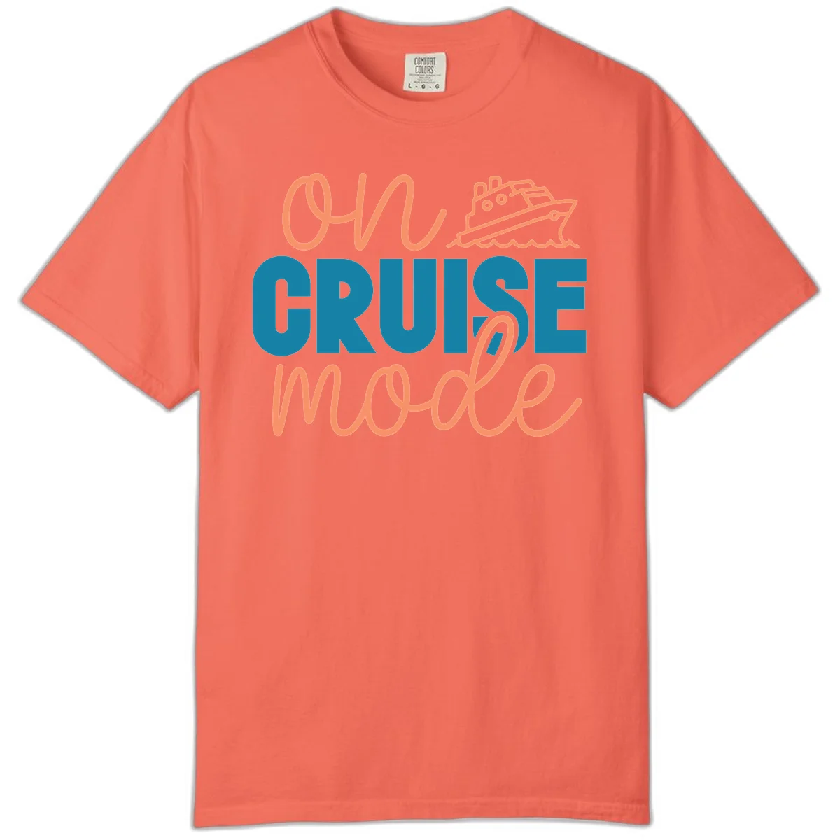 Ahoy Cruise Mode Comfort Color T-Shirt in Bright Salmon