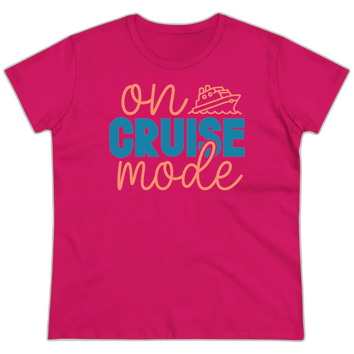 Ahoy Cruise Mode Ladies Tee in Heliconia