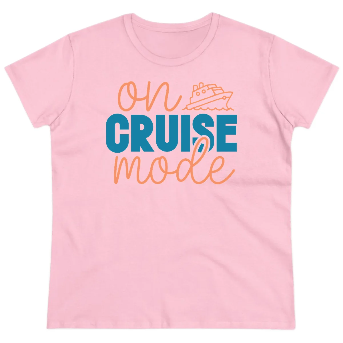 Ahoy Cruise Mode Ladies Tee in Light Pink