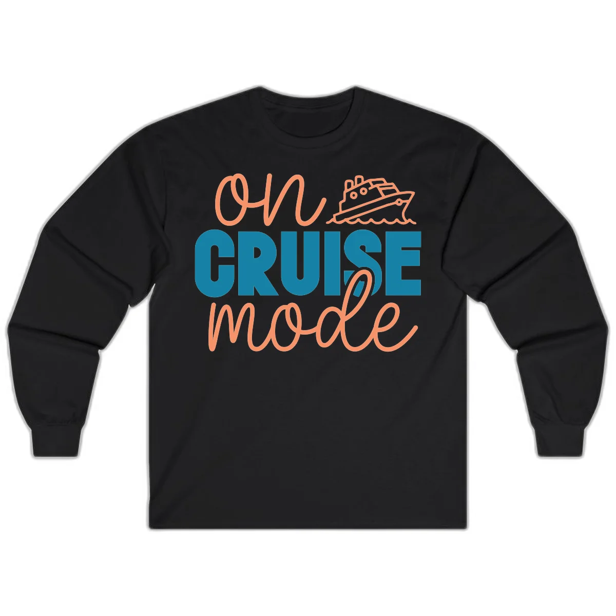 Ahoy Cruise Mode Long Sleeve Tee in Black