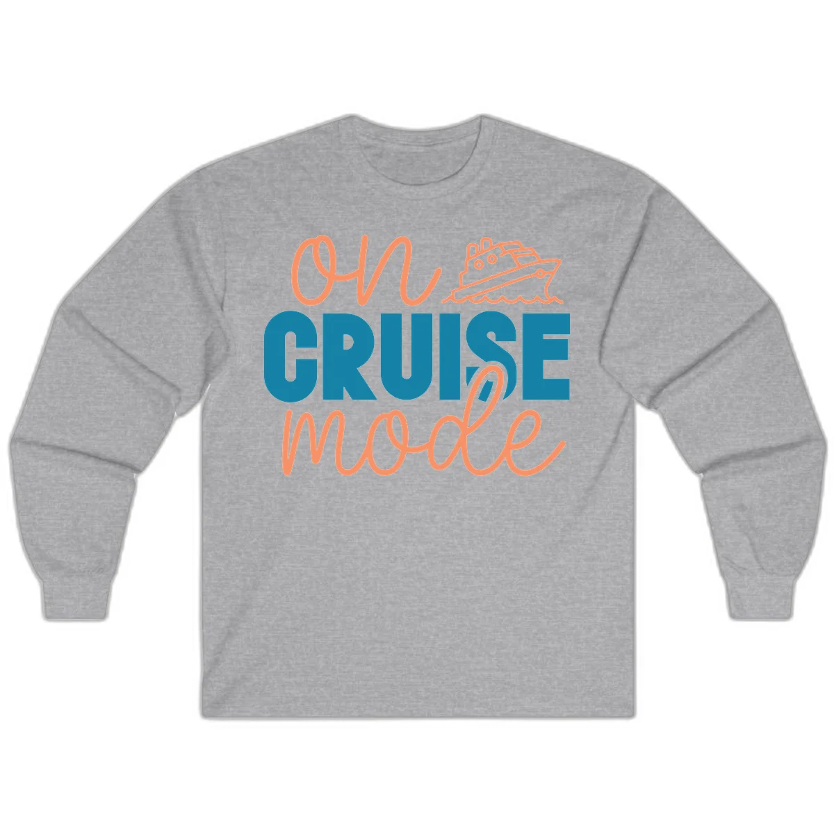 Ahoy Cruise Mode Long Sleeve Tee in Sport Grey