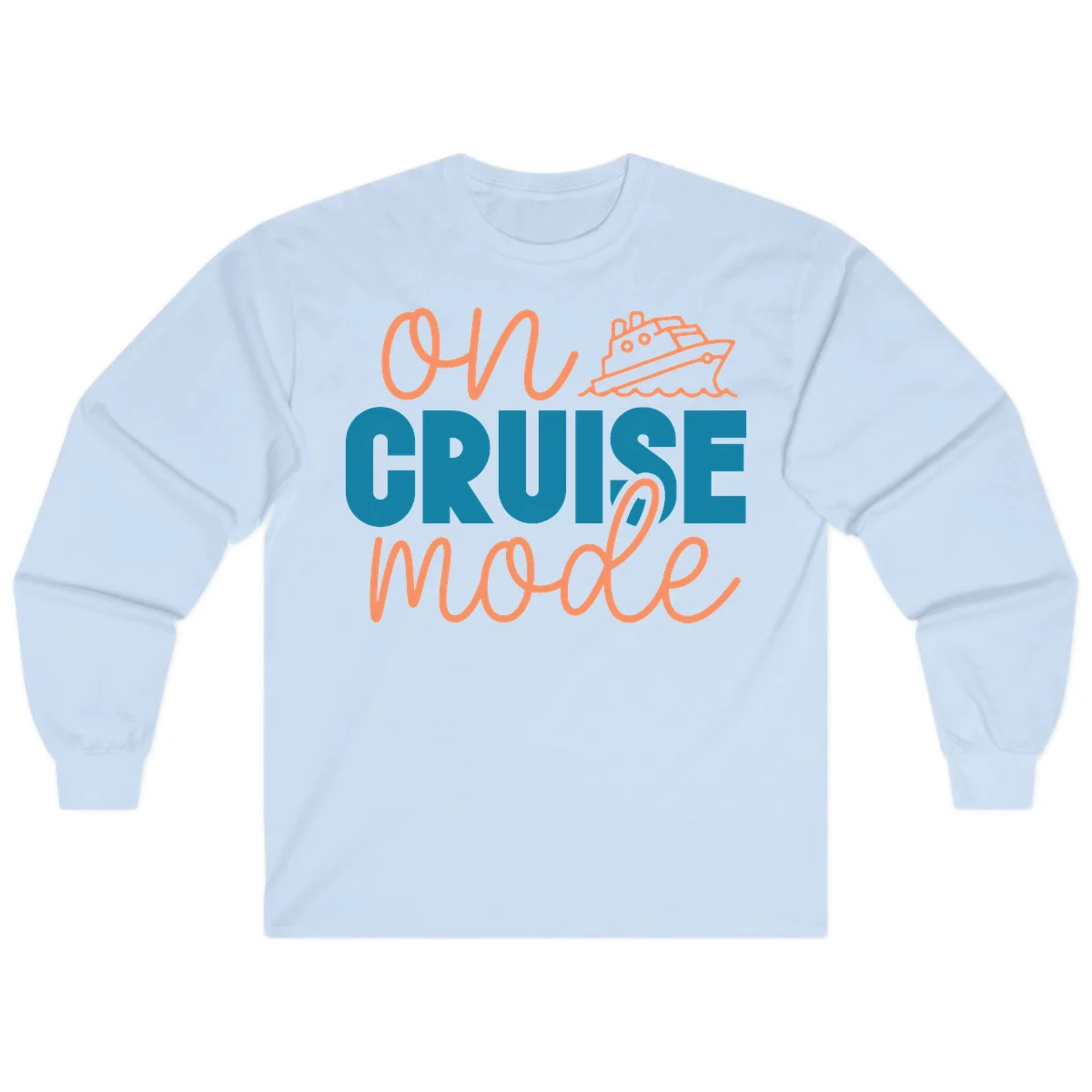 Ahoy Cruise Mode Long Sleeve Tee in Light Blue