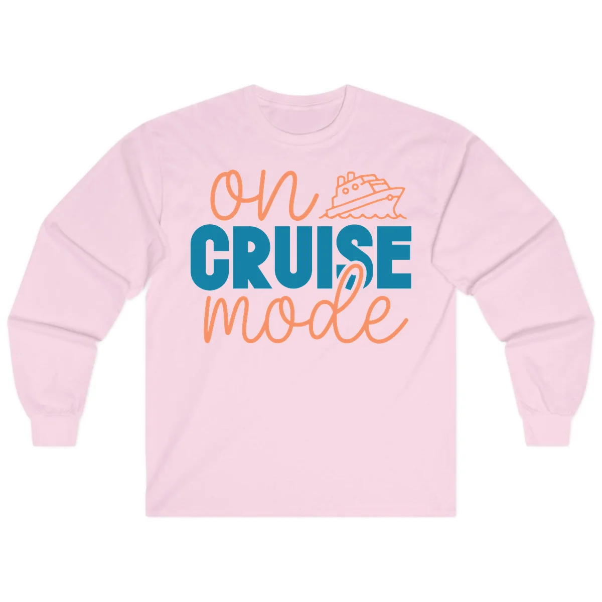 Ahoy Cruise Mode Long Sleeve Tee in Light Pink