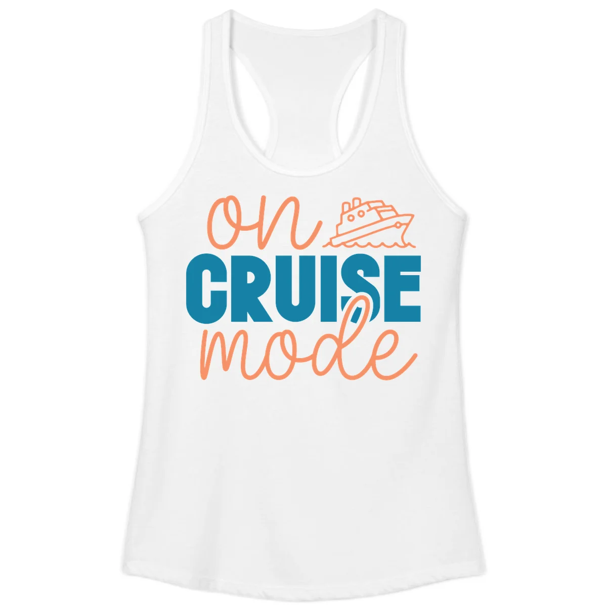 Ahoy Cruise Mode Ladies Tank Top in White