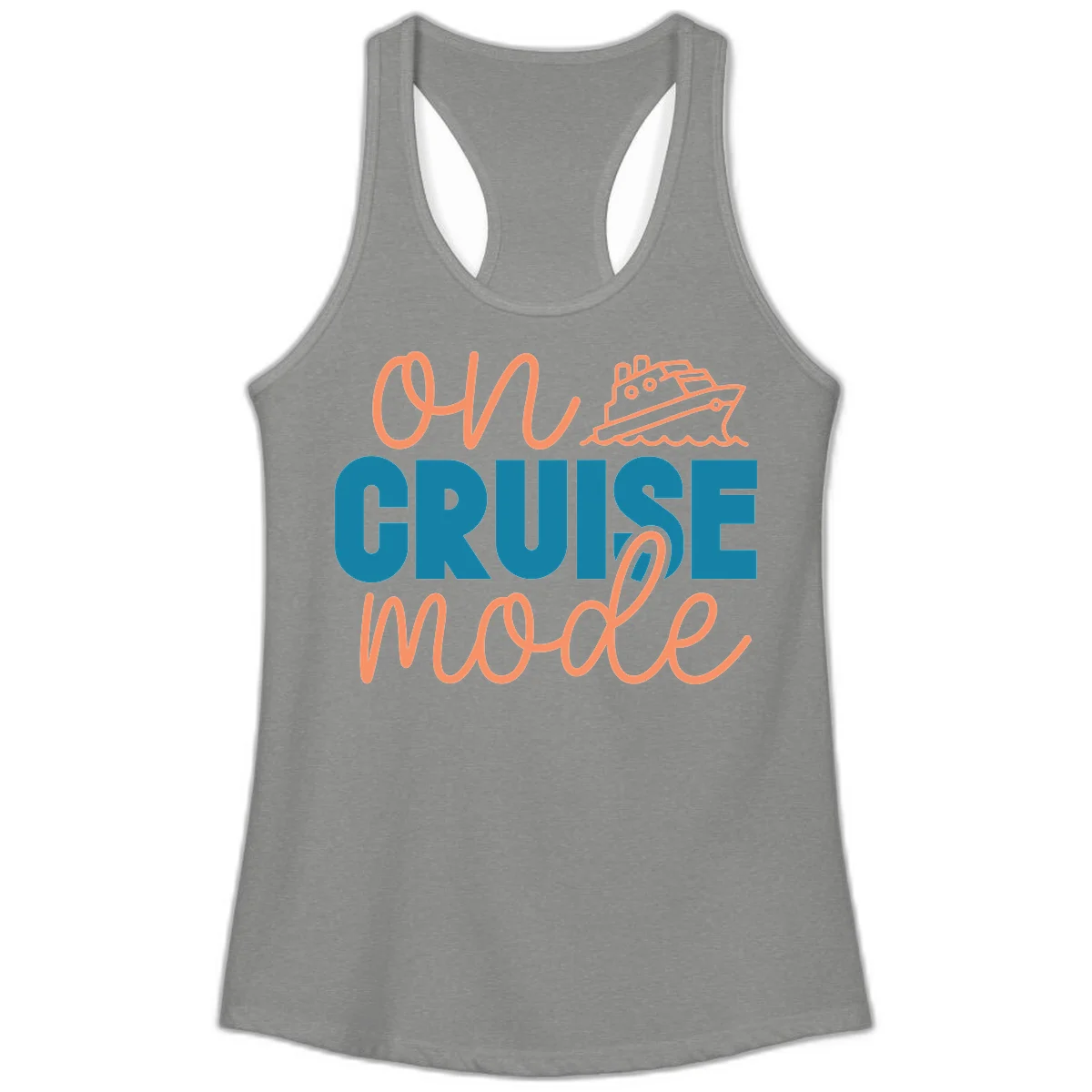 Ahoy Cruise Mode Ladies Tank Top in Heather Grey