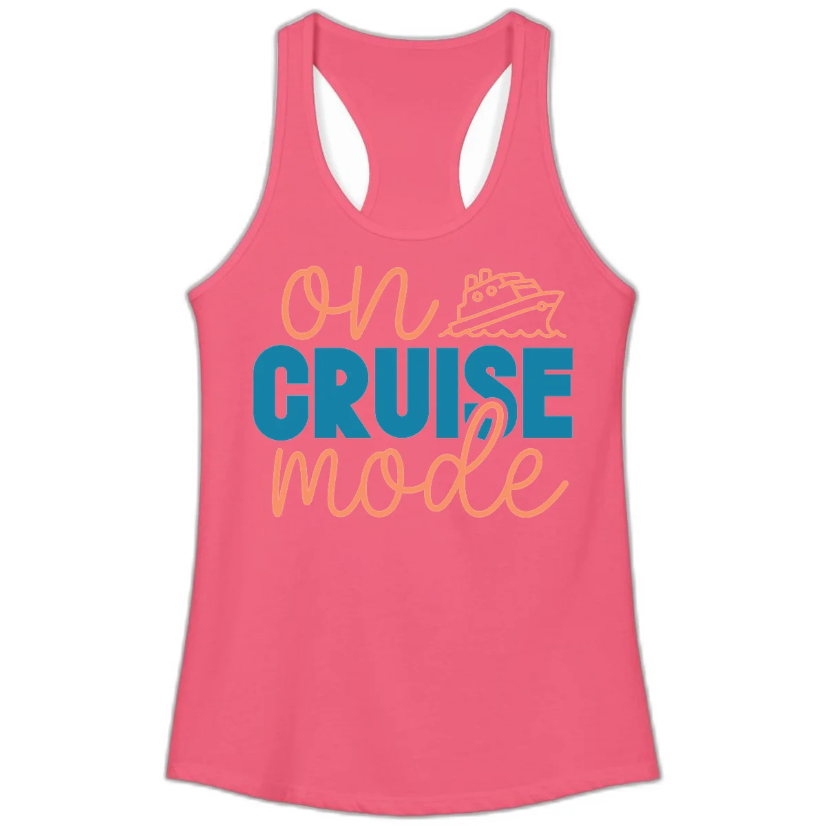 Ahoy Cruise Mode Ladies Tank Top in Hot Pink