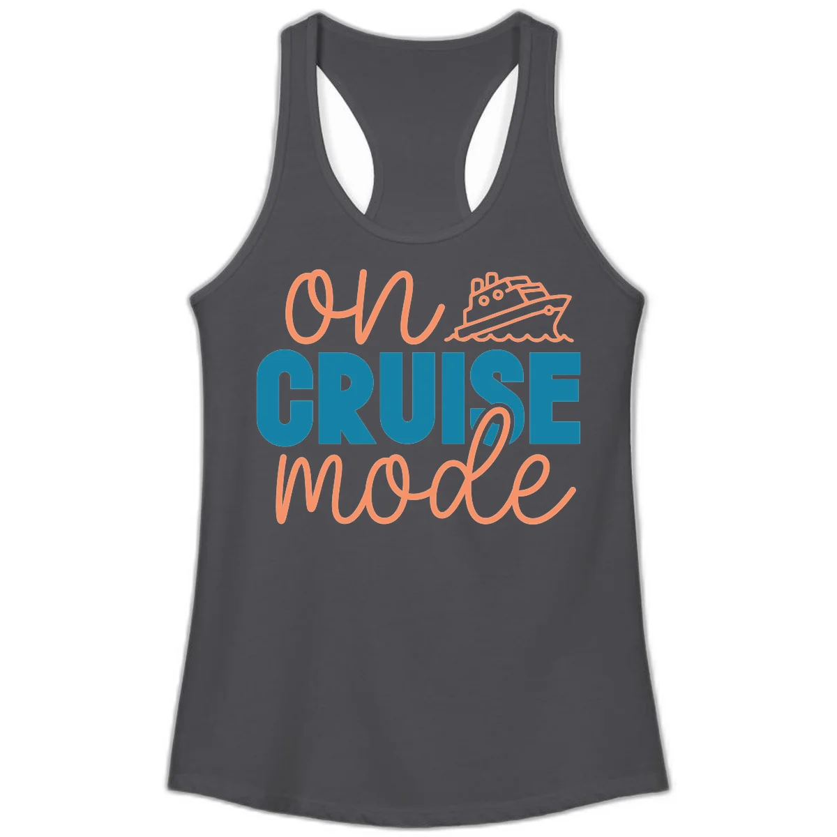 Ahoy Cruise Mode Ladies Tank Top in Solid Dark Gray