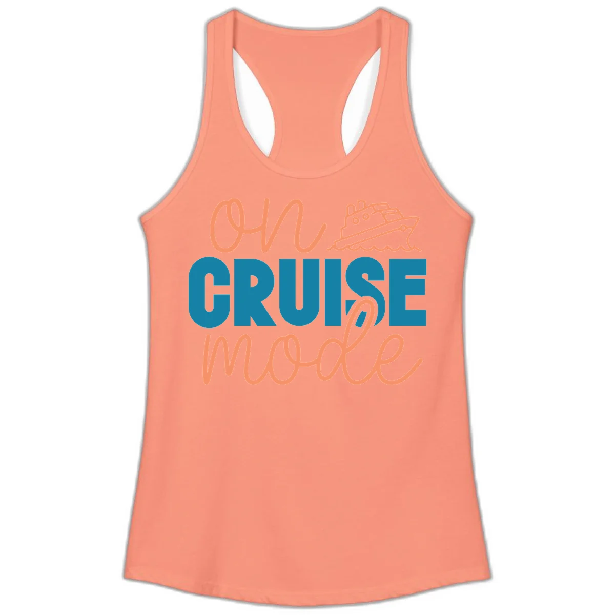 Ahoy Cruise Mode Ladies Tank Top in Solid Light Orange