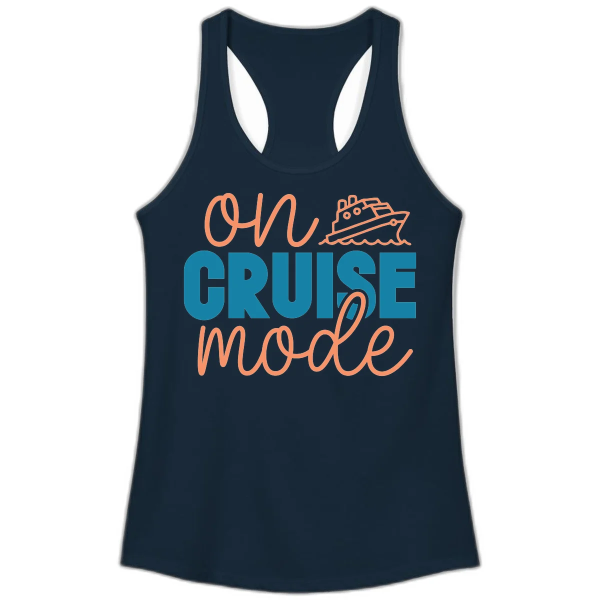 Ahoy Cruise Mode Ladies Tank Top in Solid Midnight Navy