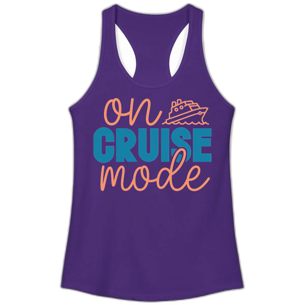 Ahoy Cruise Mode Ladies Tank Top in Solid Purple Rush