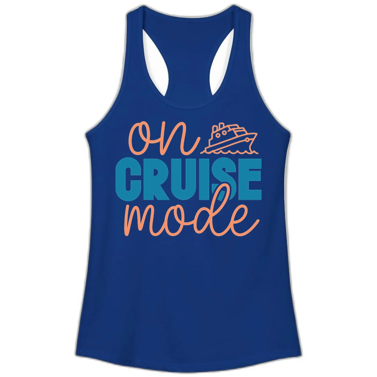 Ahoy Cruise Mode Ladies Tank Top in Solid Royal