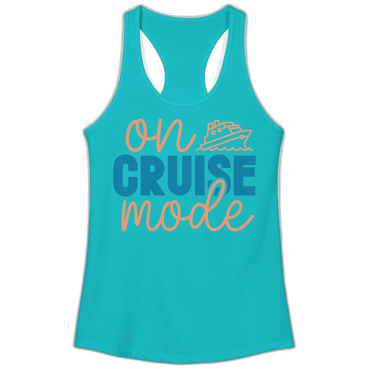 Ahoy Cruise Mode Ladies Tank Top in Tahiti Blue