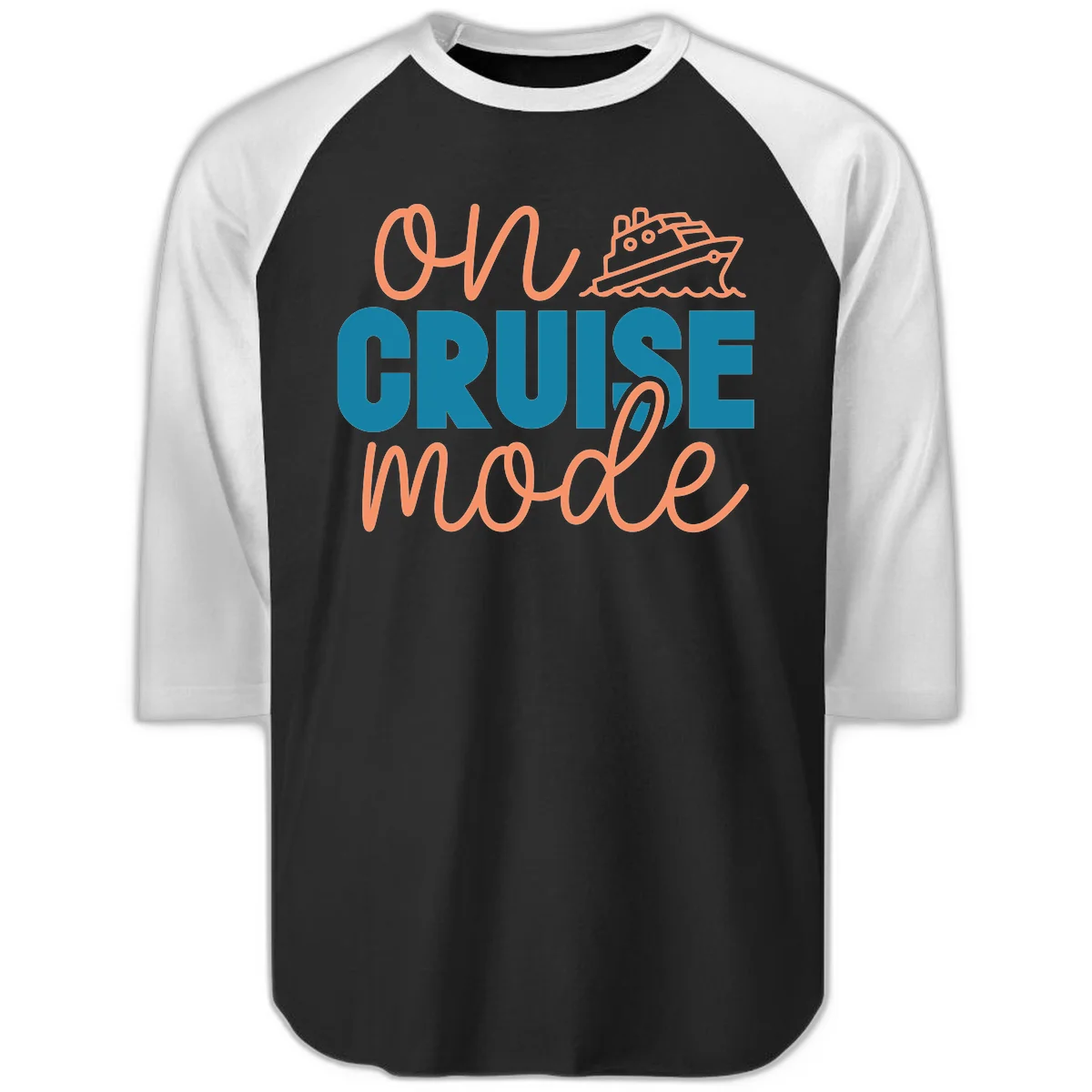 Ahoy Cruise Mode Raglan 3/4 Sleeve in Black White