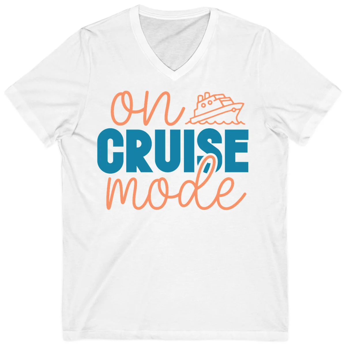 Ahoy Cruise Mode V-Neck Tee in White