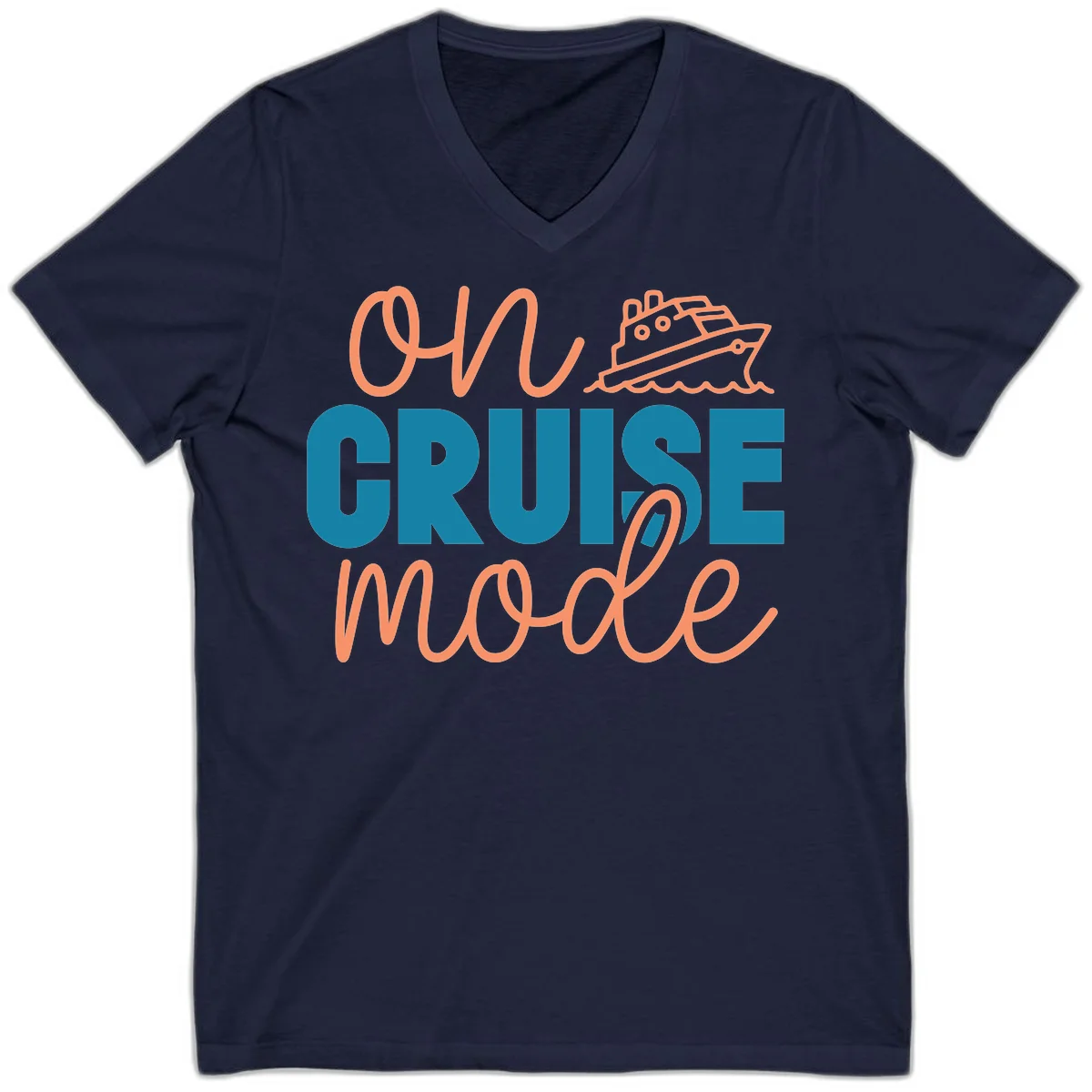 Ahoy Cruise Mode V-Neck Tee in Navy