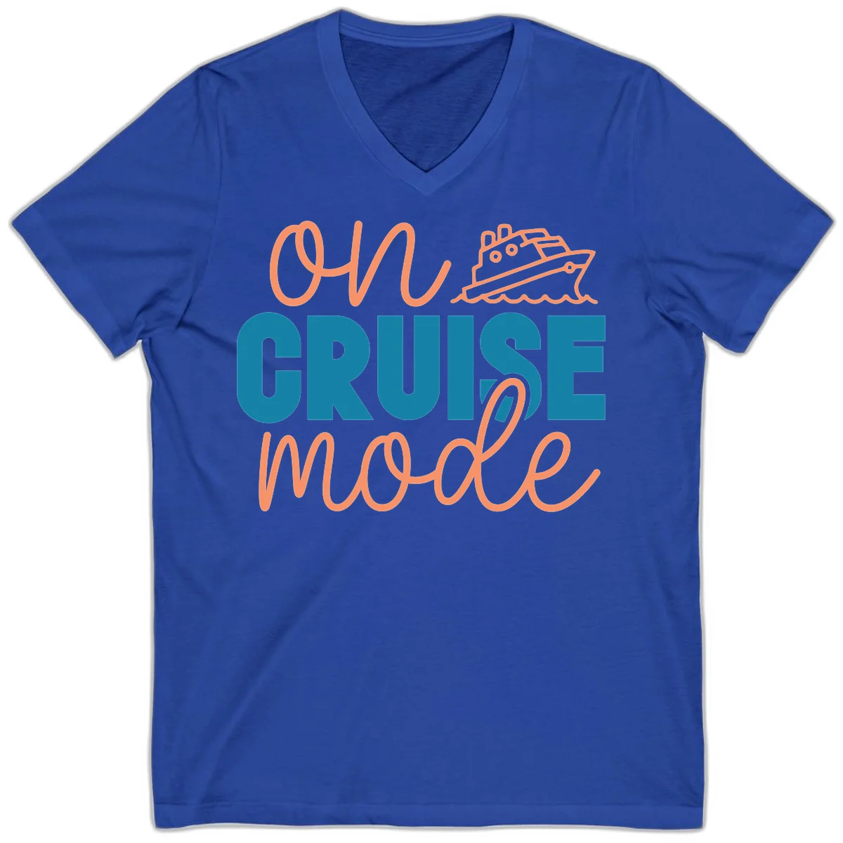Ahoy Cruise Mode V-Neck Tee in True Royal