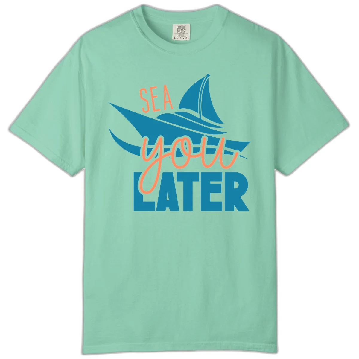 Sea You Later Sailboat Comfort Color Tee in Island Reef