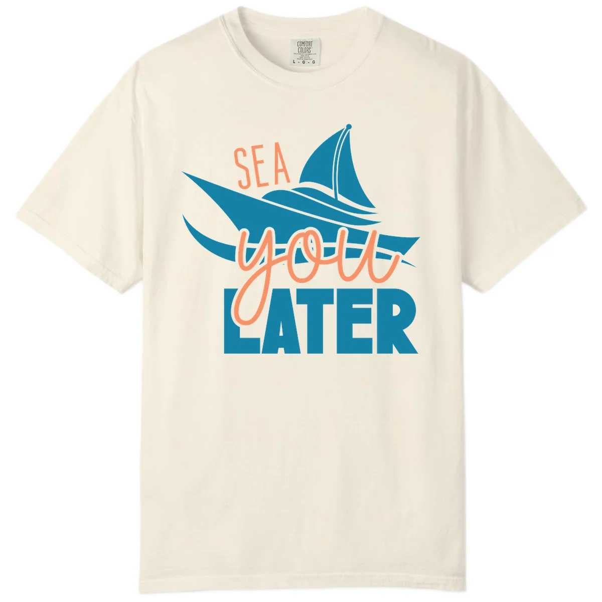 Sea You Later Sailboat Comfort Color Tee in Ivory