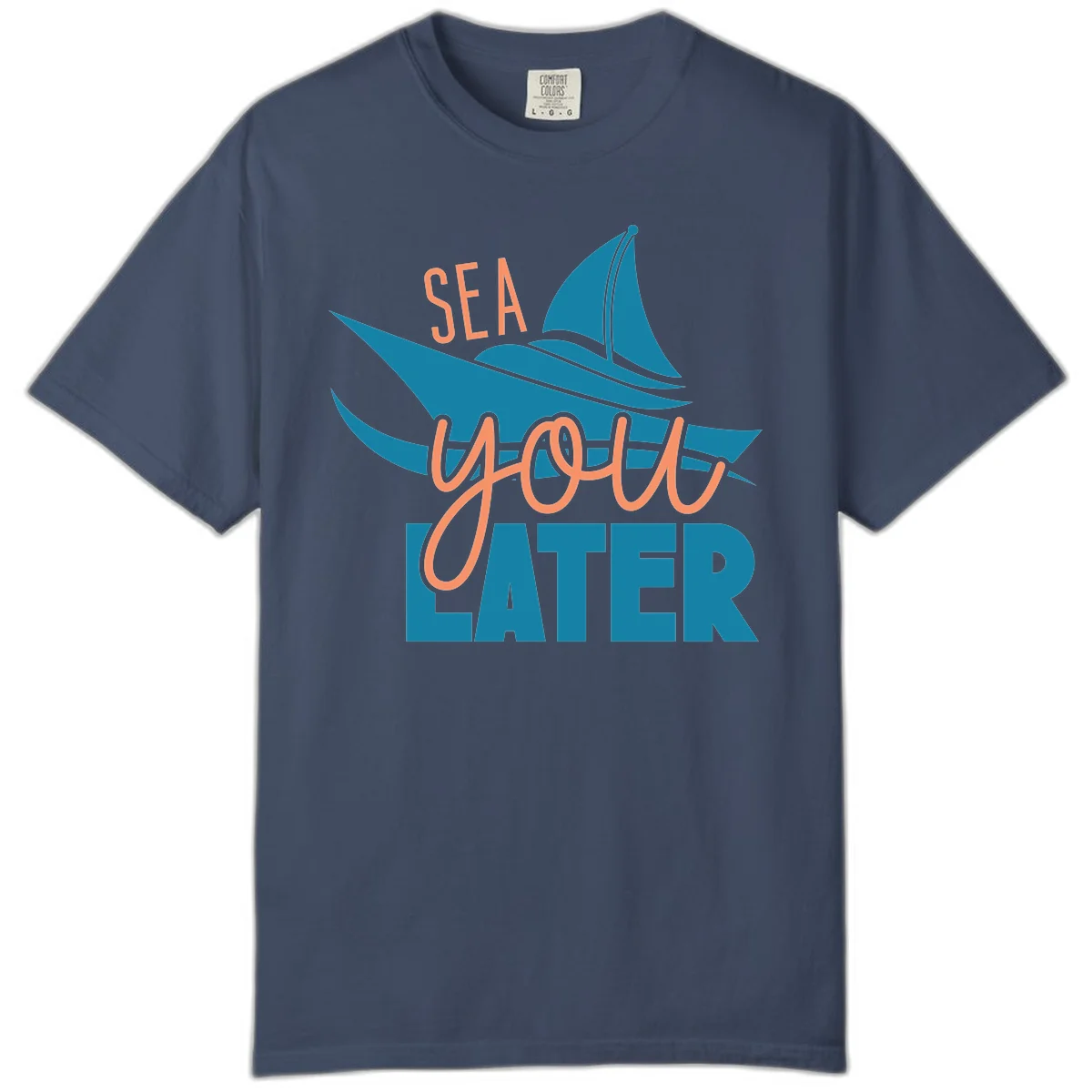 Sea You Later Sailboat Comfort Color Tee in Midnight