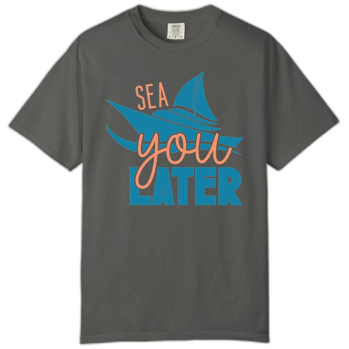 Sea You Later Sailboat Comfort Color Tee in Pepper