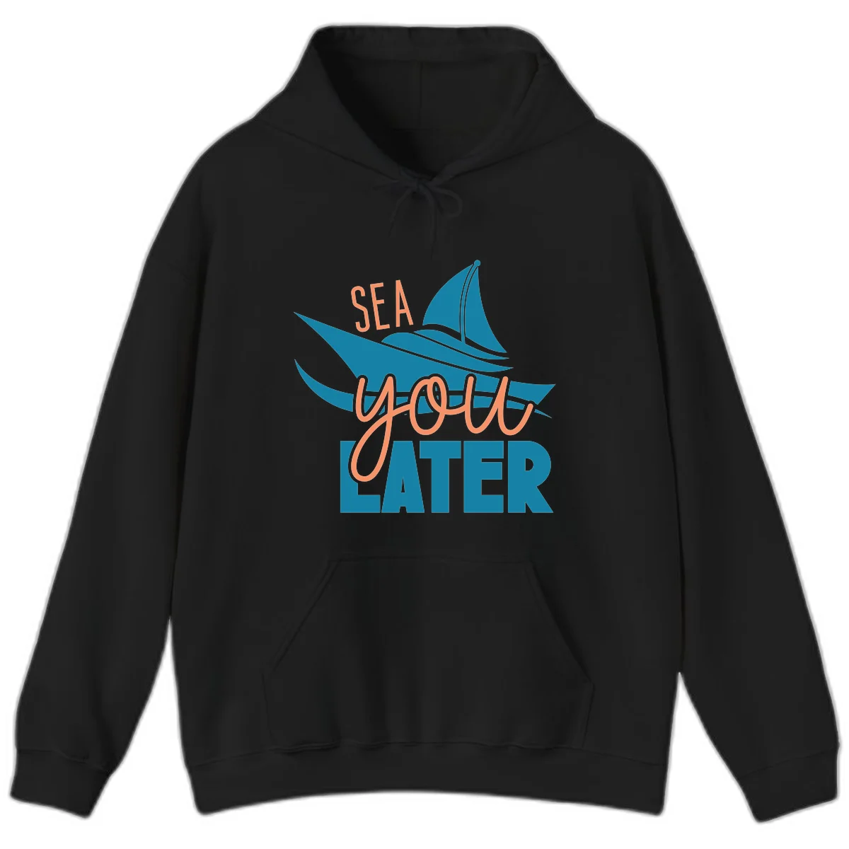 Sea You Later Sailboat Hoodie in Black