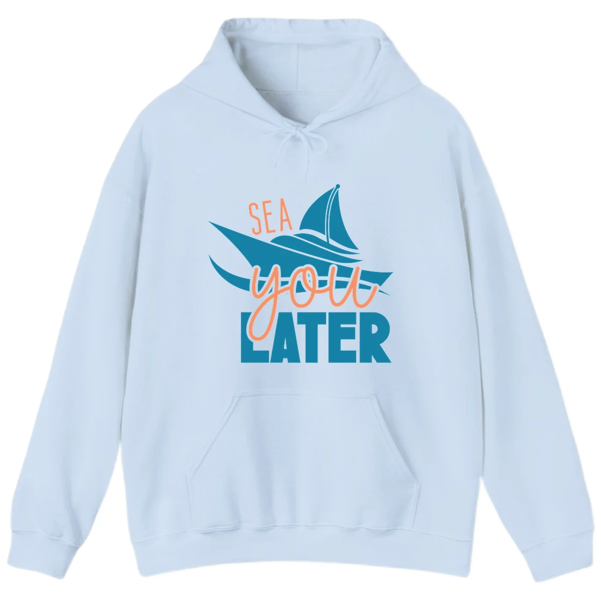 Sea You Later Sailboat Hoodie in Light Blue