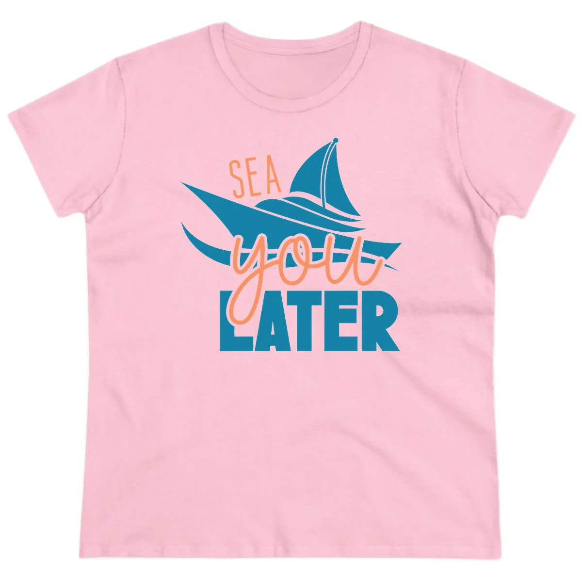 Sea You Later Sailboat Ladies Tee in Light Pink