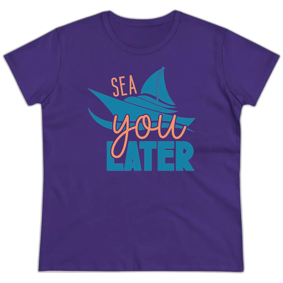 Sea You Later Sailboat Ladies Tee in Purple