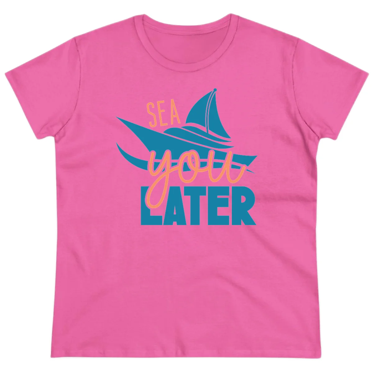 Sea You Later Sailboat Ladies Tee in Azalea