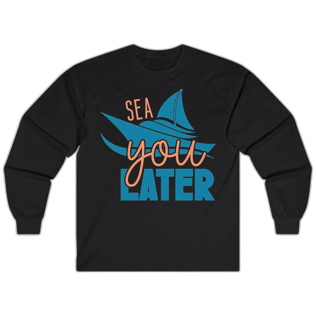 Sea You Later Sailboat Long Sleeve in Black