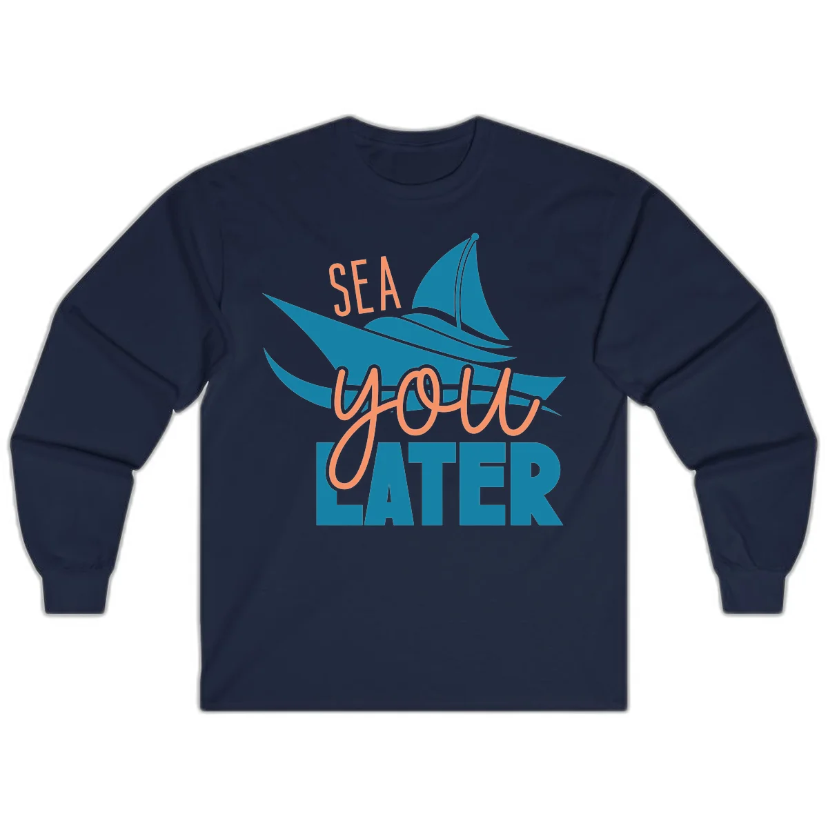 Sea You Later Sailboat Long Sleeve in Navy