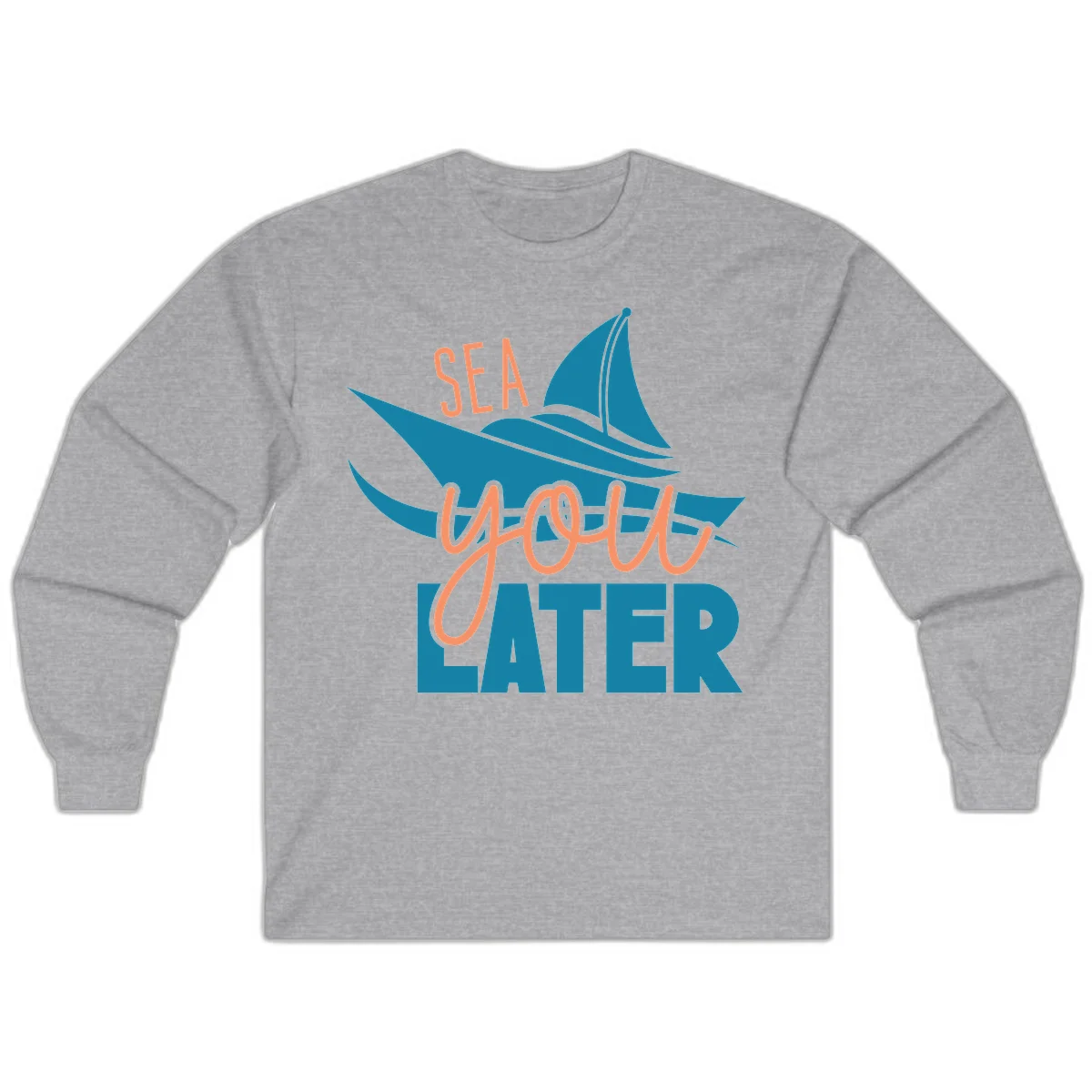 Sea You Later Sailboat Long Sleeve in Sport Grey