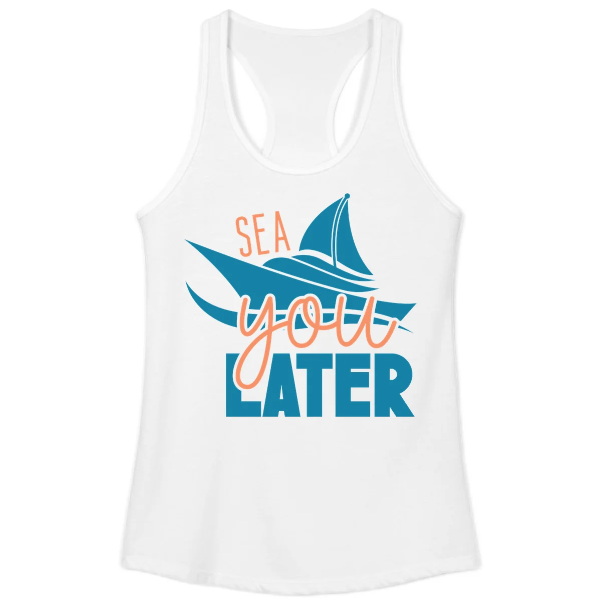 Sea You Later Sailboat Ladies Tank in White