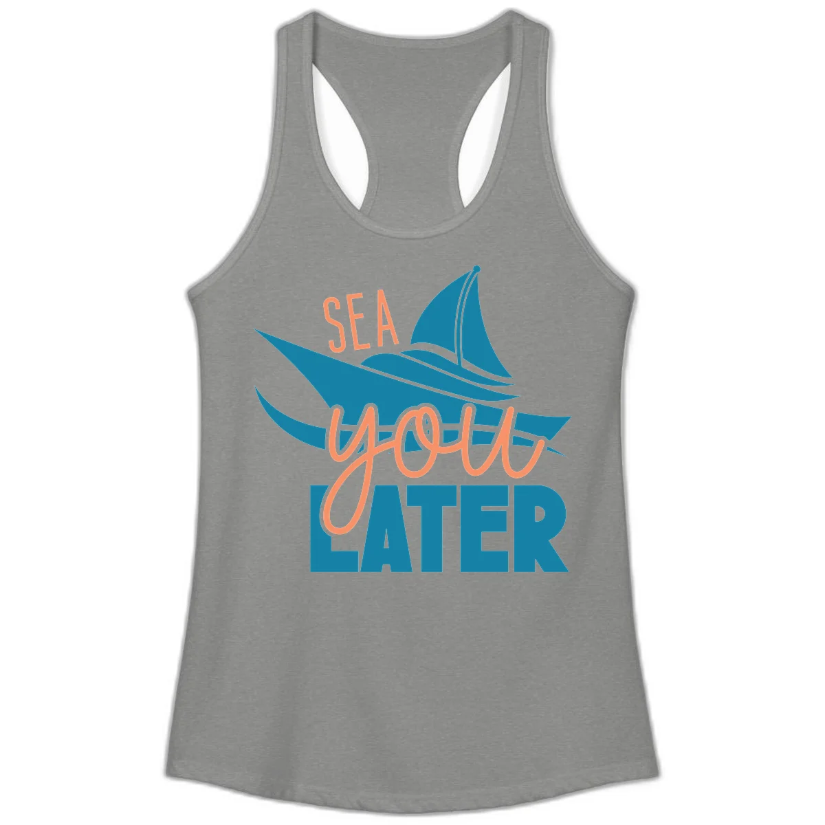 Sea You Later Sailboat Ladies Tank in Heather Grey