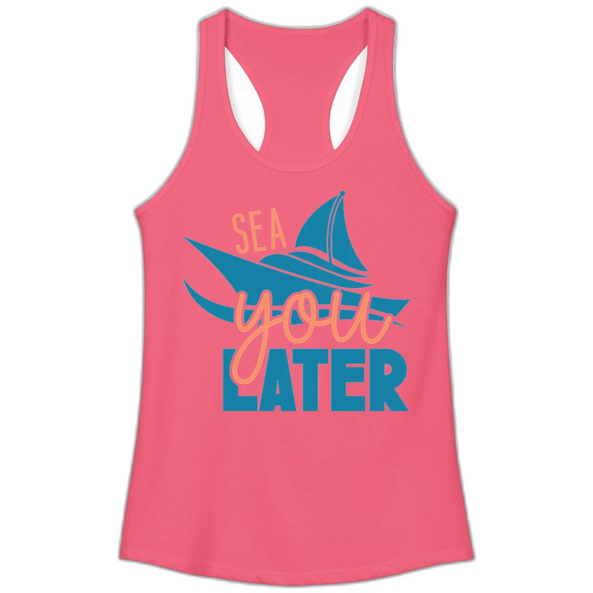 Sea You Later Sailboat Ladies Tank in Hot Pink