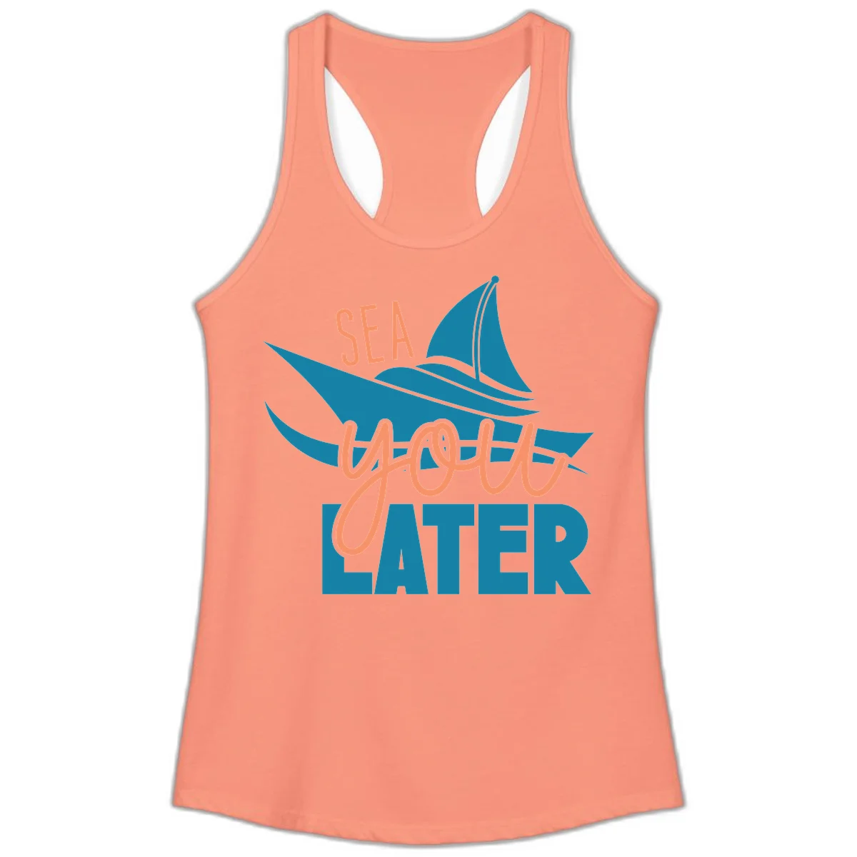 Sea You Later Sailboat Ladies Tank in Solid Light Orange