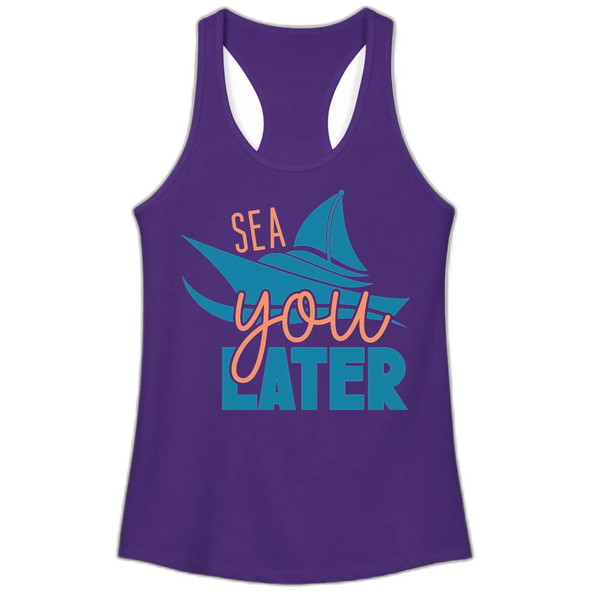 Sea You Later Sailboat Ladies Tank in Solid Purple Rush