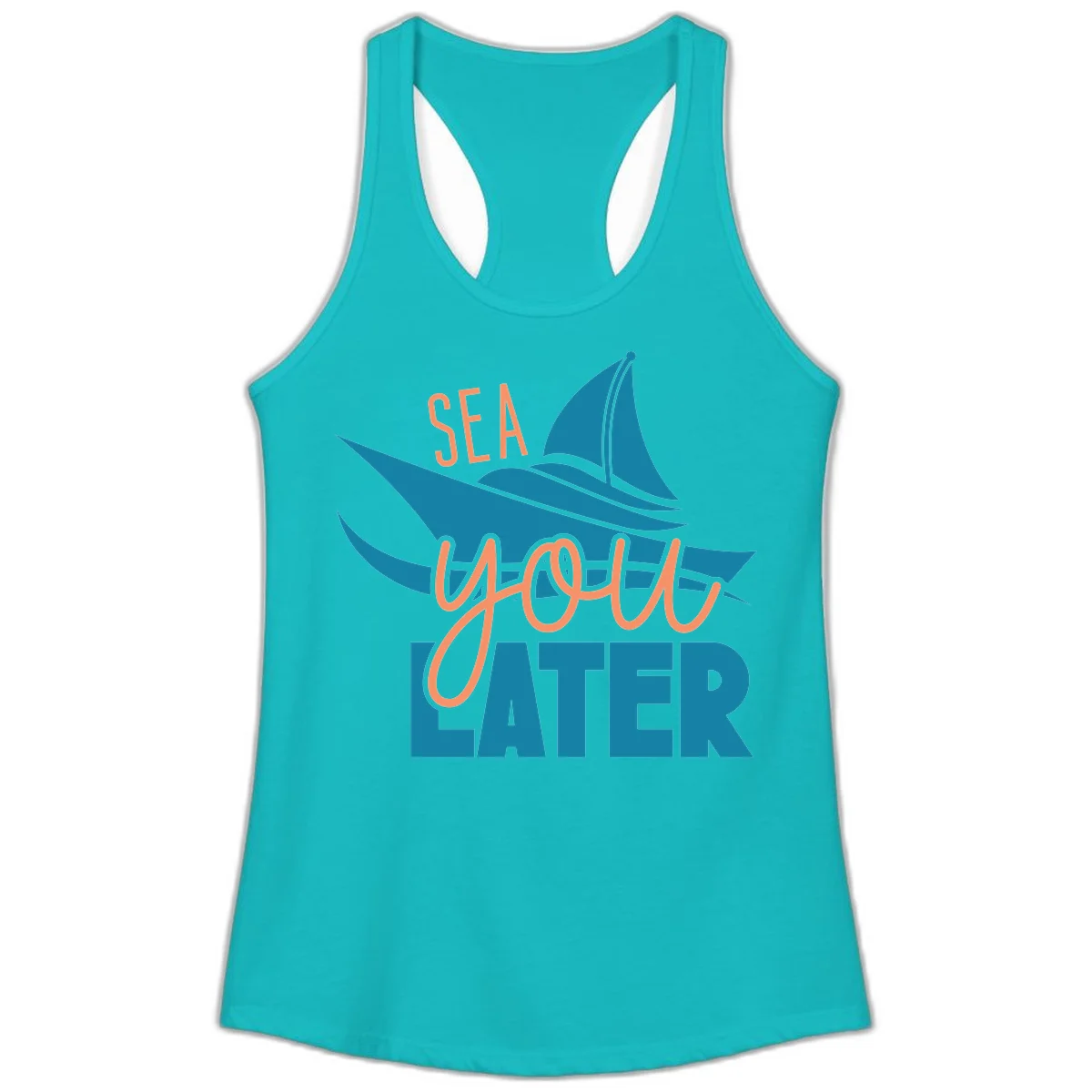 Sea You Later Sailboat Ladies Tank in Tahiti Blue