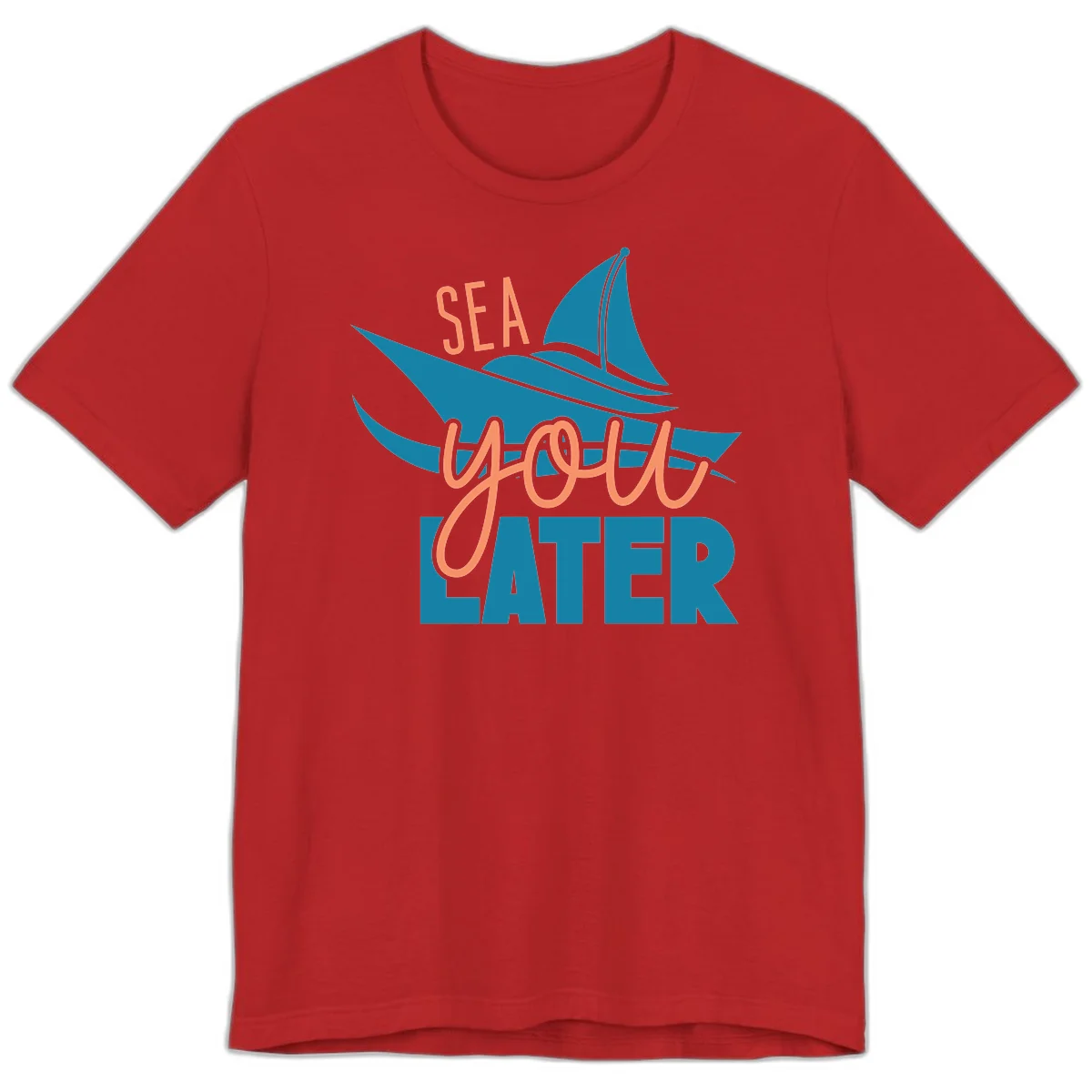 Sea You Later Sailboat Premium T-Shirt in Red